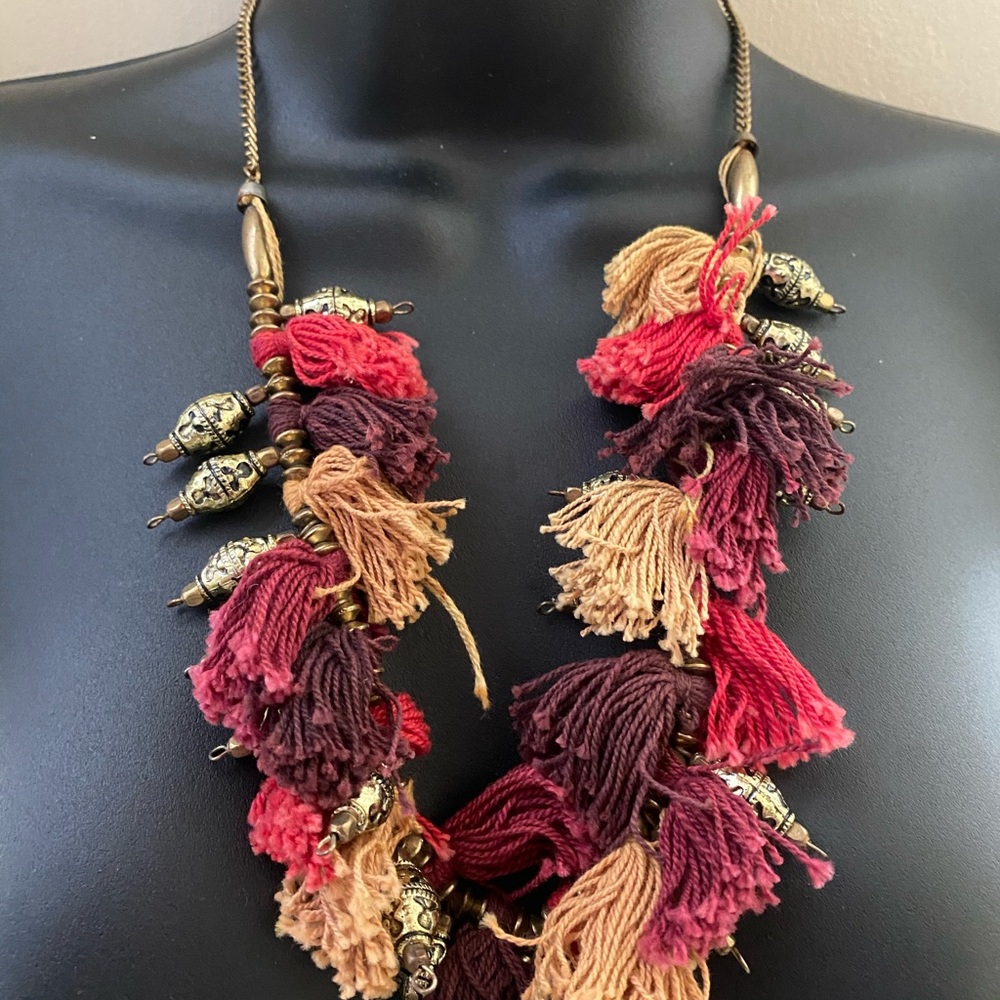 Shop New Made in India NWT Tan Brown Earthy Earth Tassel Necklace Earthbound